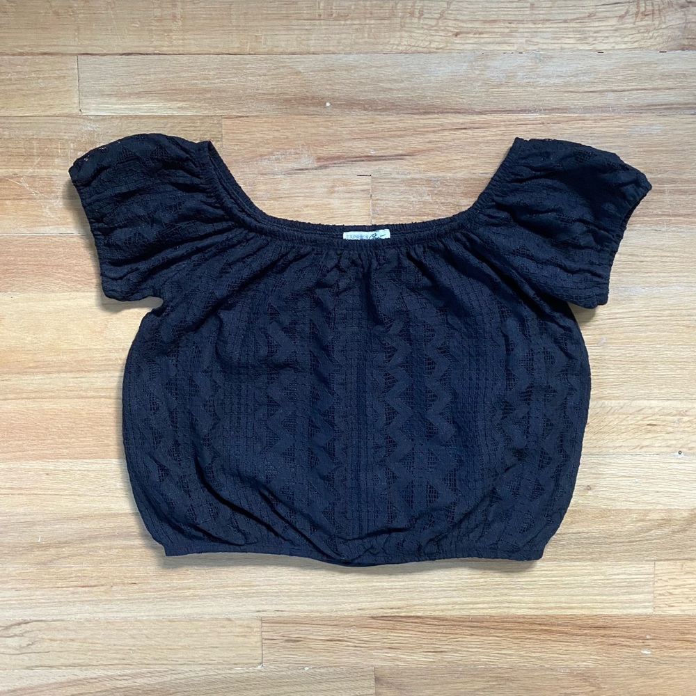 Express black off the shoulder crop top.